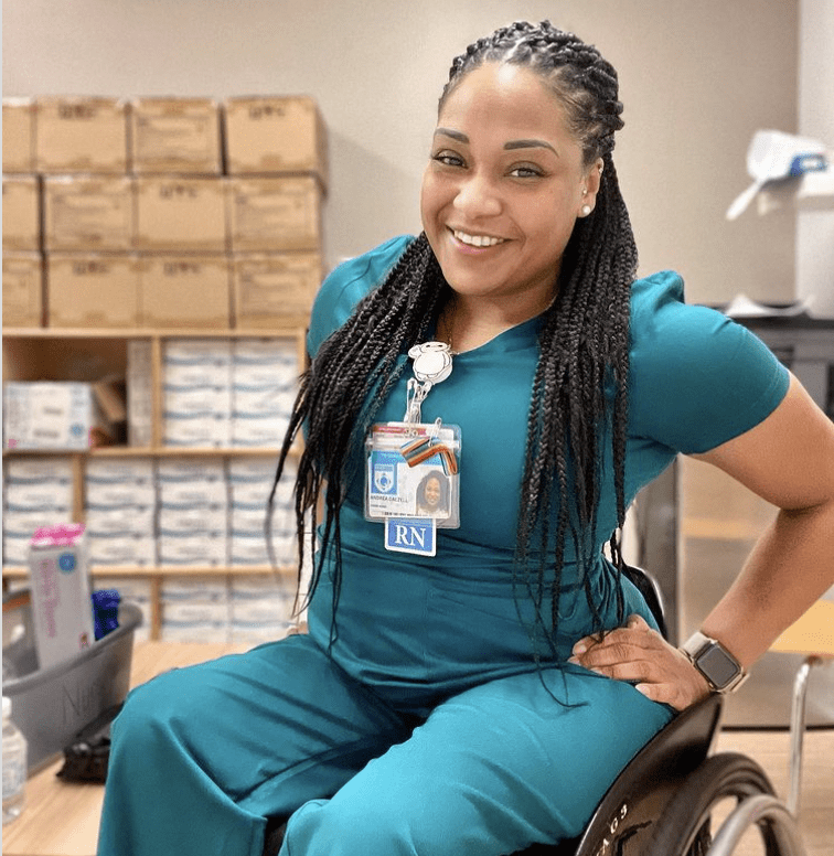 Nurse in wheelchair, representing Easterseals.