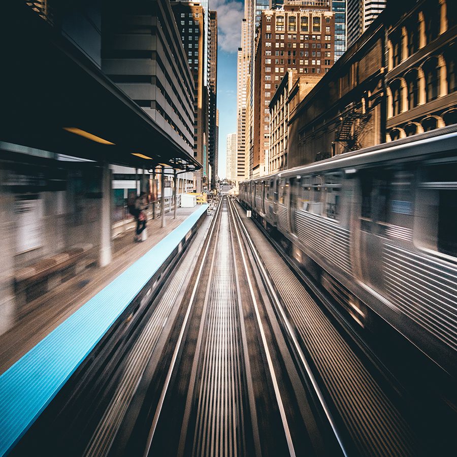Chicago CTA elevated train tracks representing the Ventra transit pass.
